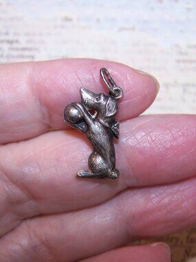 European 835 Silver Charm - Scottish Terrier Holding Ball